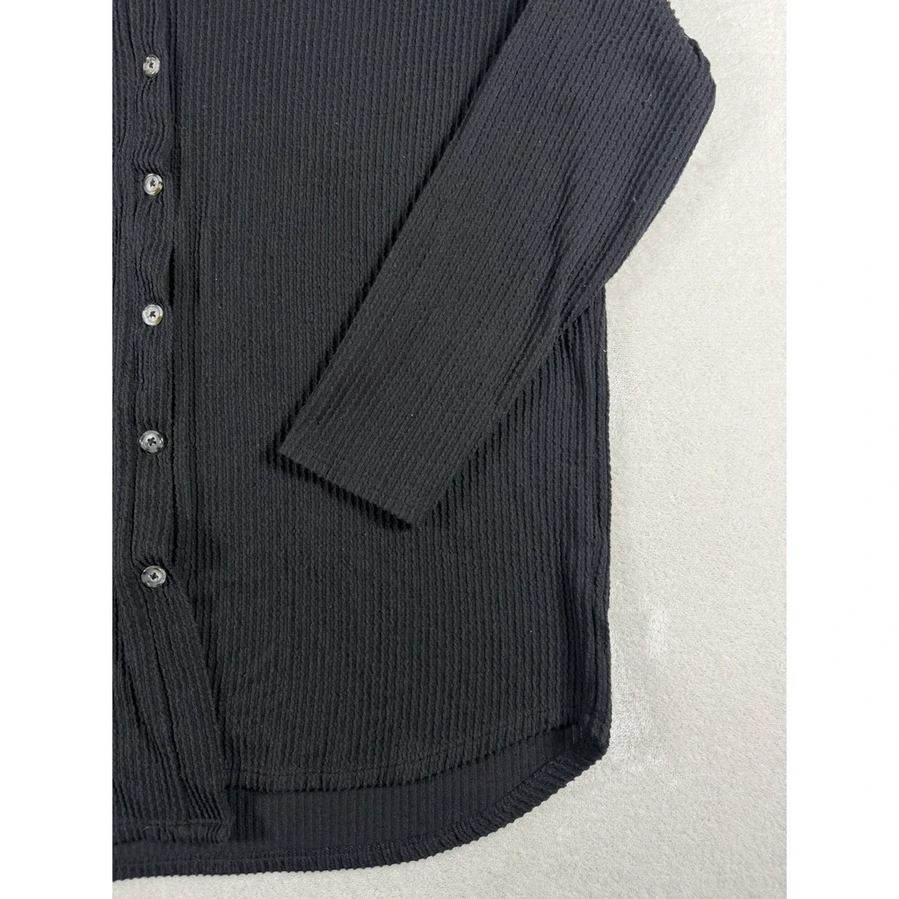Fashion Nova Ribbed 2 Piece Lounge Set Black Henley Top Boxer Shorts Medium‎